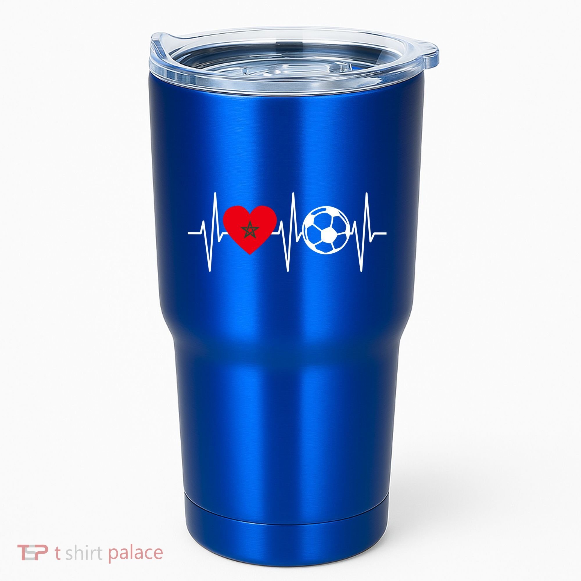 Morocco Soccer Gift Funny Soccer Heartbeat Moroccan Gift Tumbler