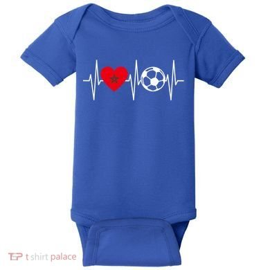 Morocco Soccer Gift Funny Soccer Heartbeat Moroccan Gift Baby Bodysuit