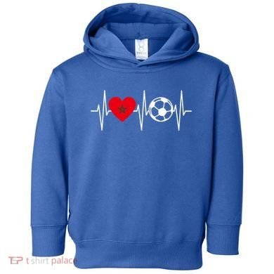 Morocco Soccer Gift Funny Soccer Heartbeat Moroccan Gift Toddler Hoodie