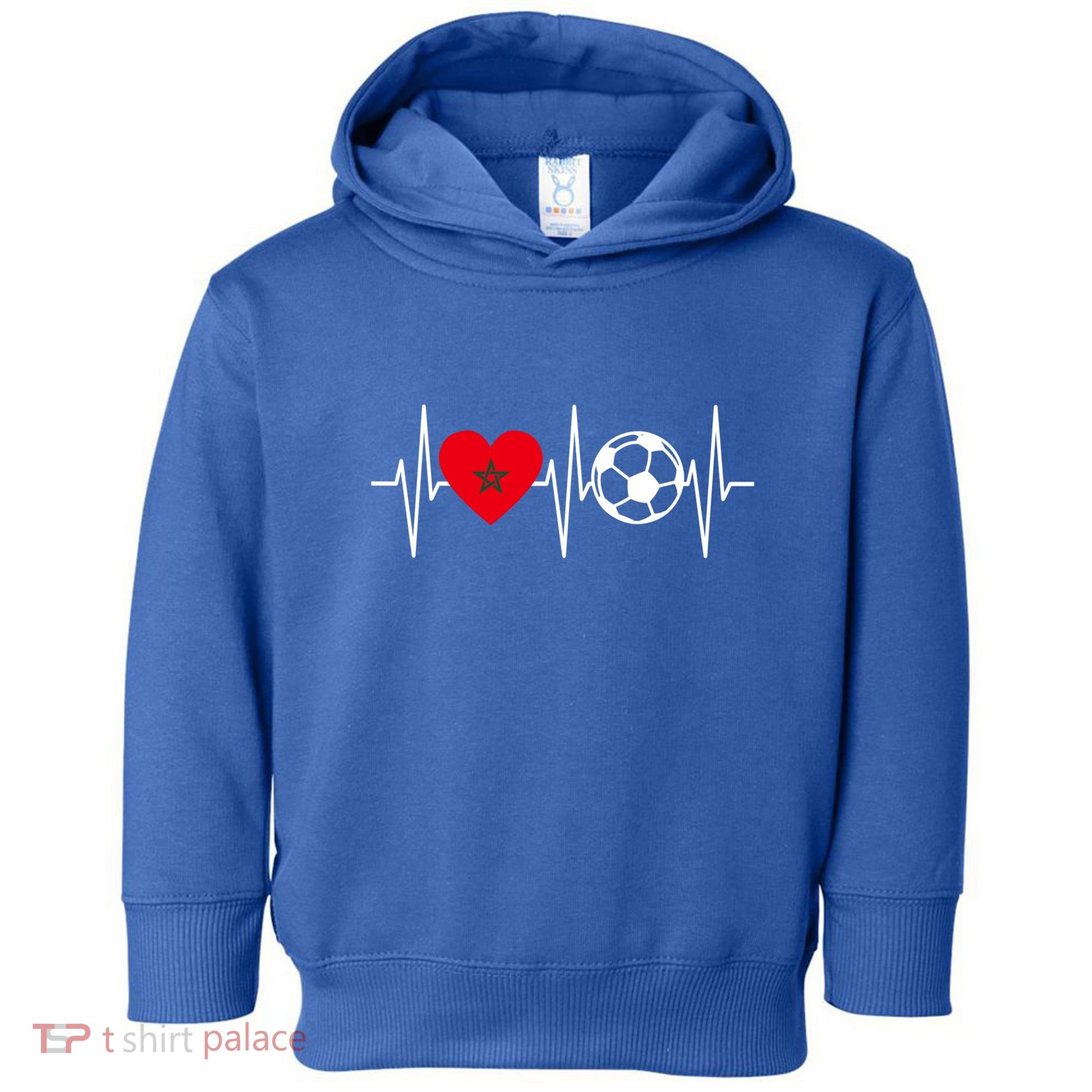 Morocco Soccer Gift Funny Soccer Heartbeat Moroccan Gift Toddler Hoodie