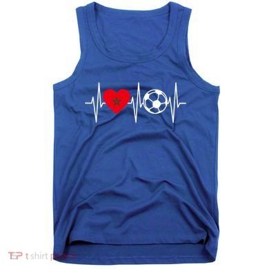Morocco Soccer Gift Funny Soccer Heartbeat Moroccan Gift Tank Top