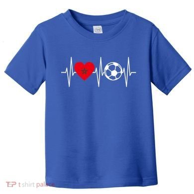 Morocco Soccer Gift Funny Soccer Heartbeat Moroccan Gift Toddler T-Shirt