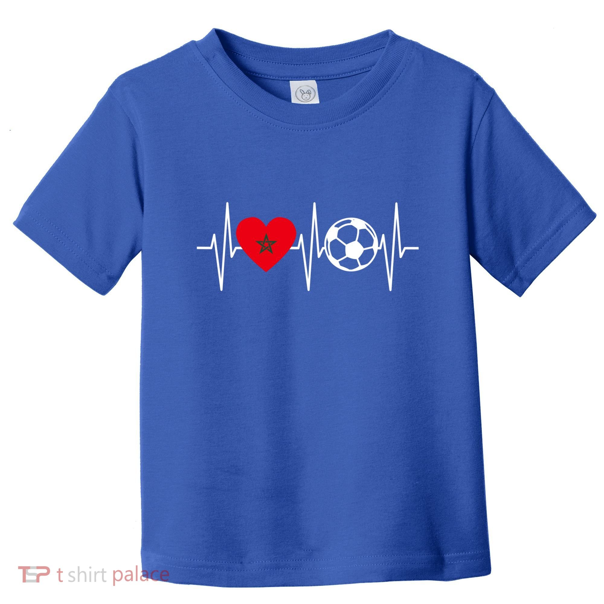 Morocco Soccer Gift Funny Soccer Heartbeat Moroccan Gift Toddler T-Shirt