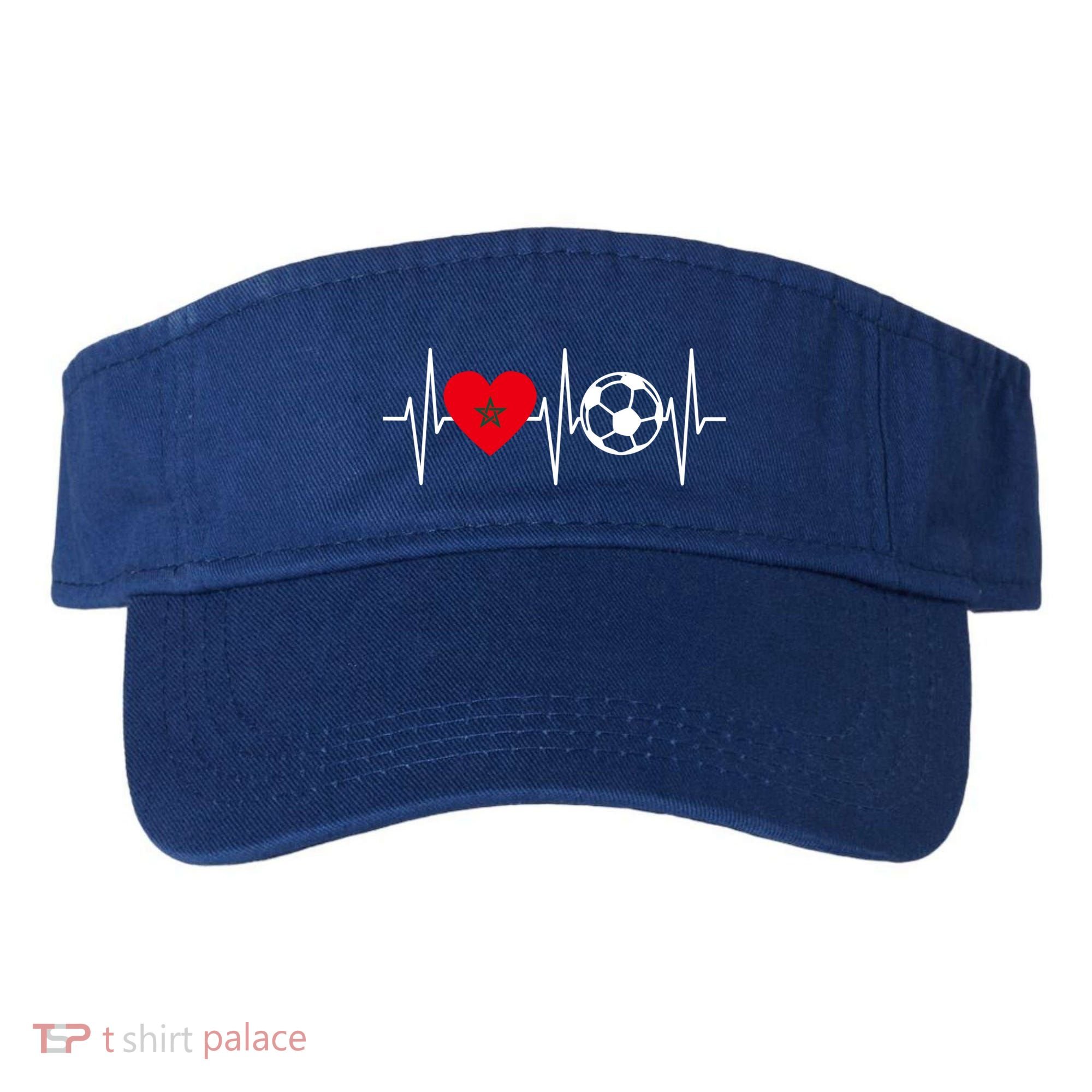 Morocco Soccer Gift Funny Soccer Heartbeat Moroccan Gift Visor