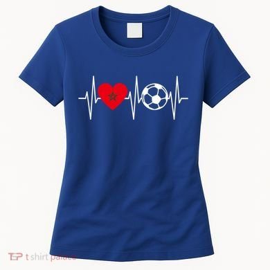 Morocco Soccer Gift Funny Soccer Heartbeat Moroccan Gift Women's T-Shirt