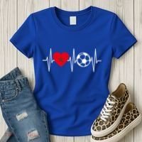 Morocco Soccer Gift Funny Soccer Heartbeat Moroccan Gift Women's T-Shirt thumb 3