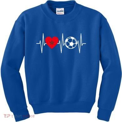 Morocco Soccer Gift Funny Soccer Heartbeat Moroccan Gift Kids Sweatshirt