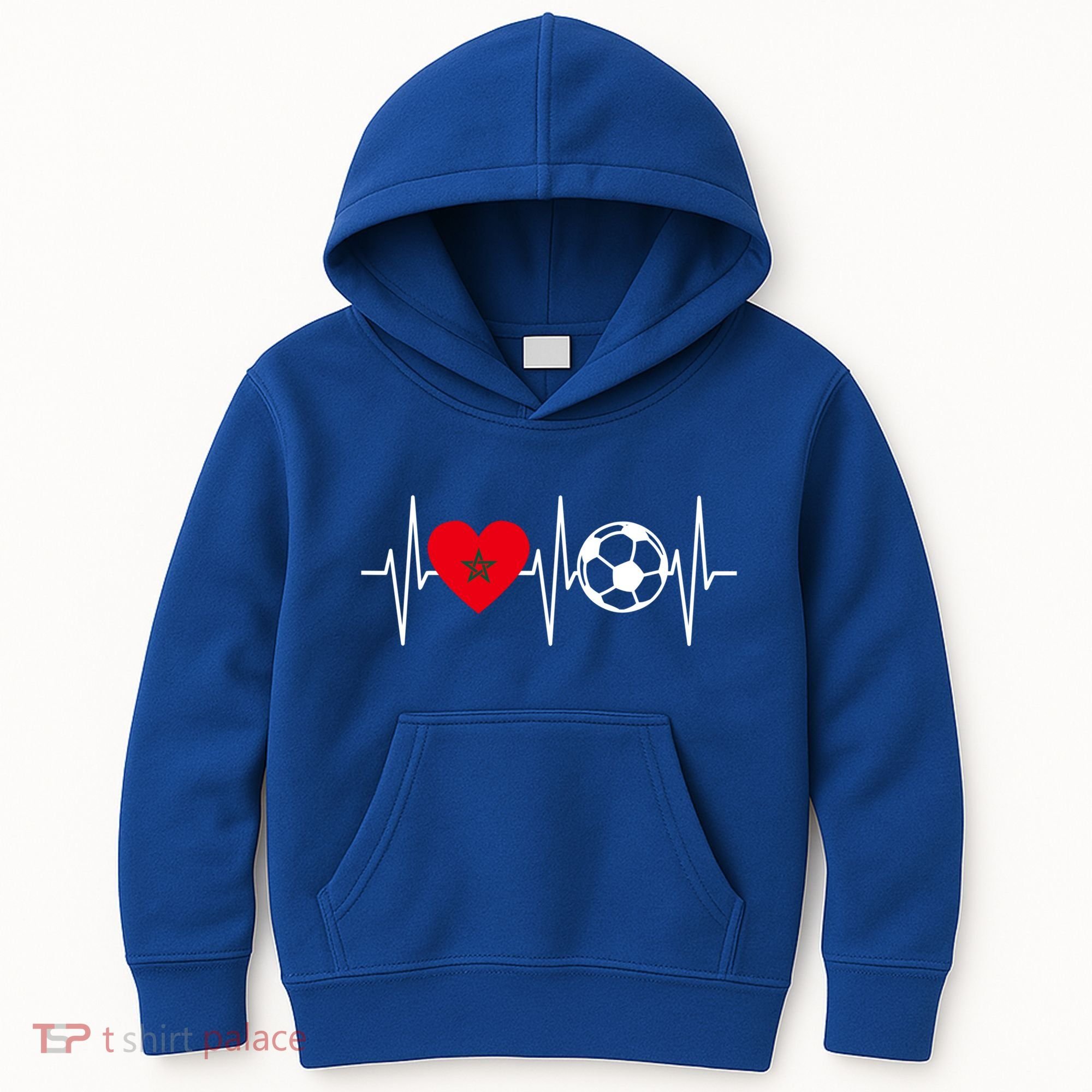 Morocco Soccer Gift Funny Soccer Heartbeat Moroccan Gift Kids Hoodie