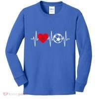 Morocco Soccer Gift Funny Soccer Heartbeat Moroccan Gift Kids Long Sleeve Shirt thumb 0