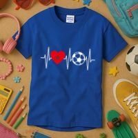 Morocco Soccer Gift Funny Soccer Heartbeat Moroccan Gift Kids T-Shirt thumb 3