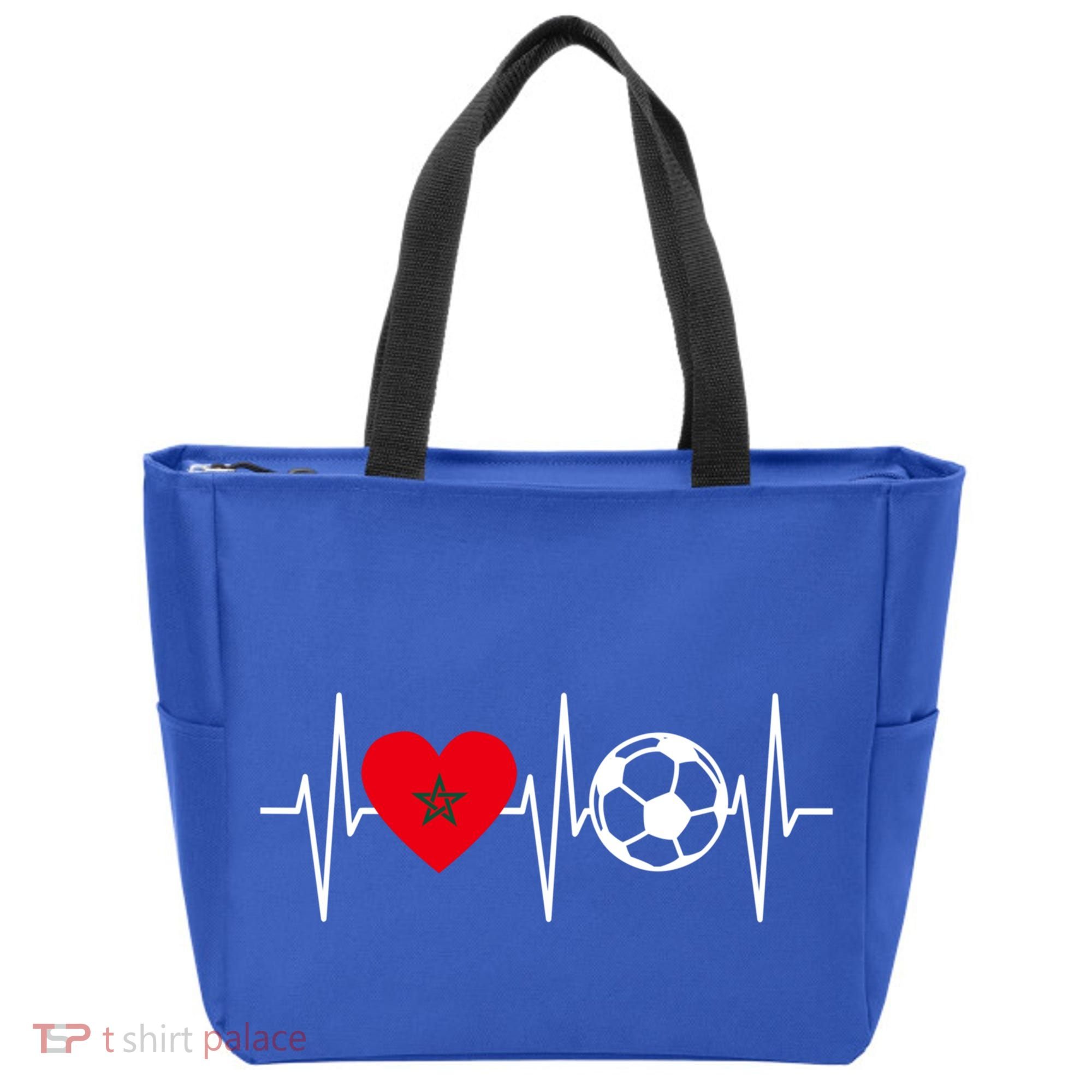 Morocco Soccer Gift Funny Soccer Heartbeat Moroccan Gift Tote Bag