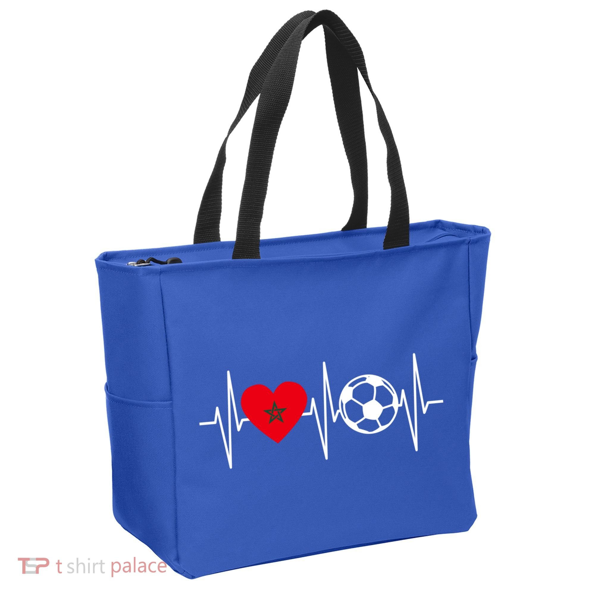 Morocco Soccer Gift Funny Soccer Heartbeat Moroccan Gift Tote Bag