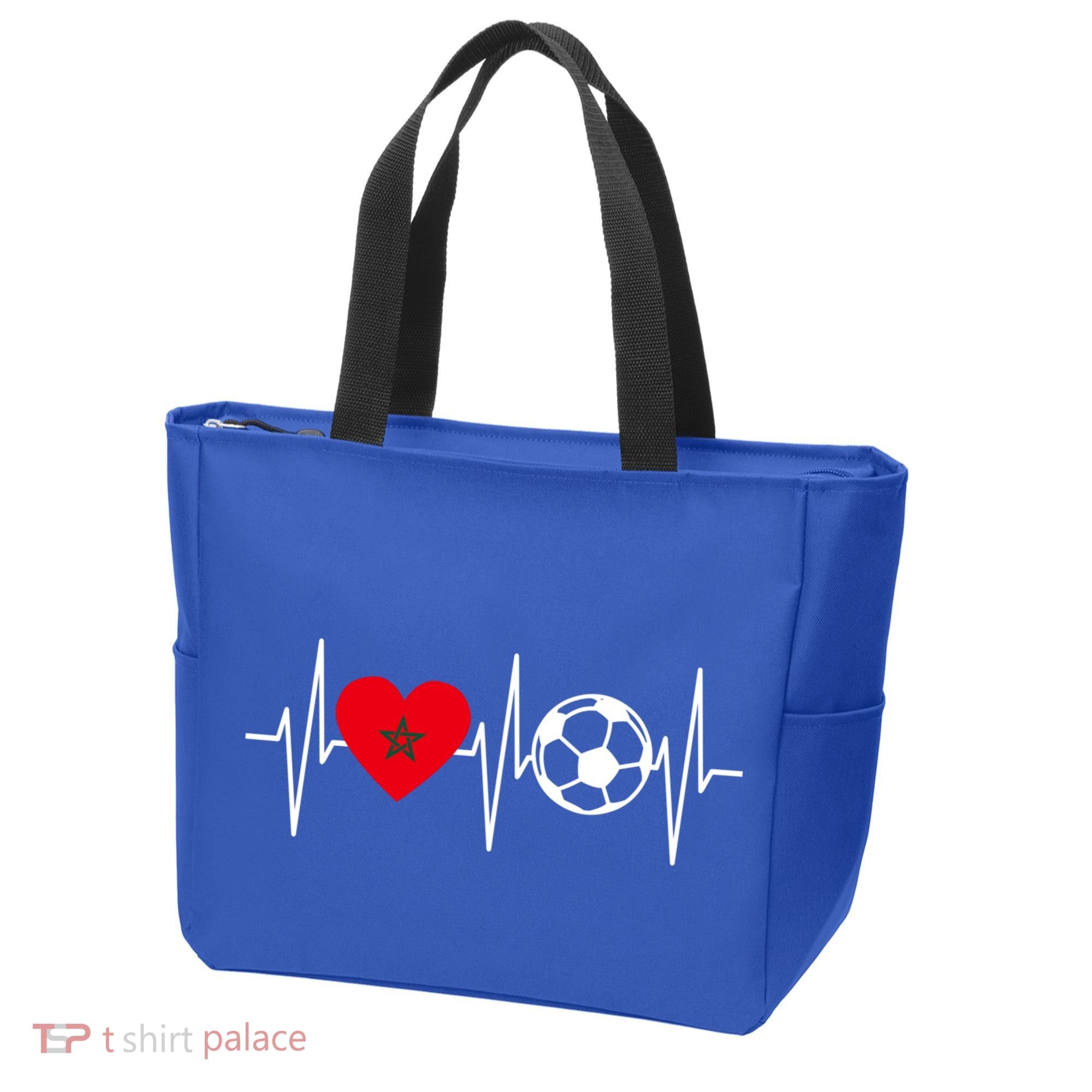 Morocco Soccer Gift Funny Soccer Heartbeat Moroccan Gift Tote Bag