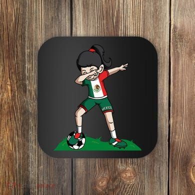 Mexico Soccer Girl Dabbing Coaster