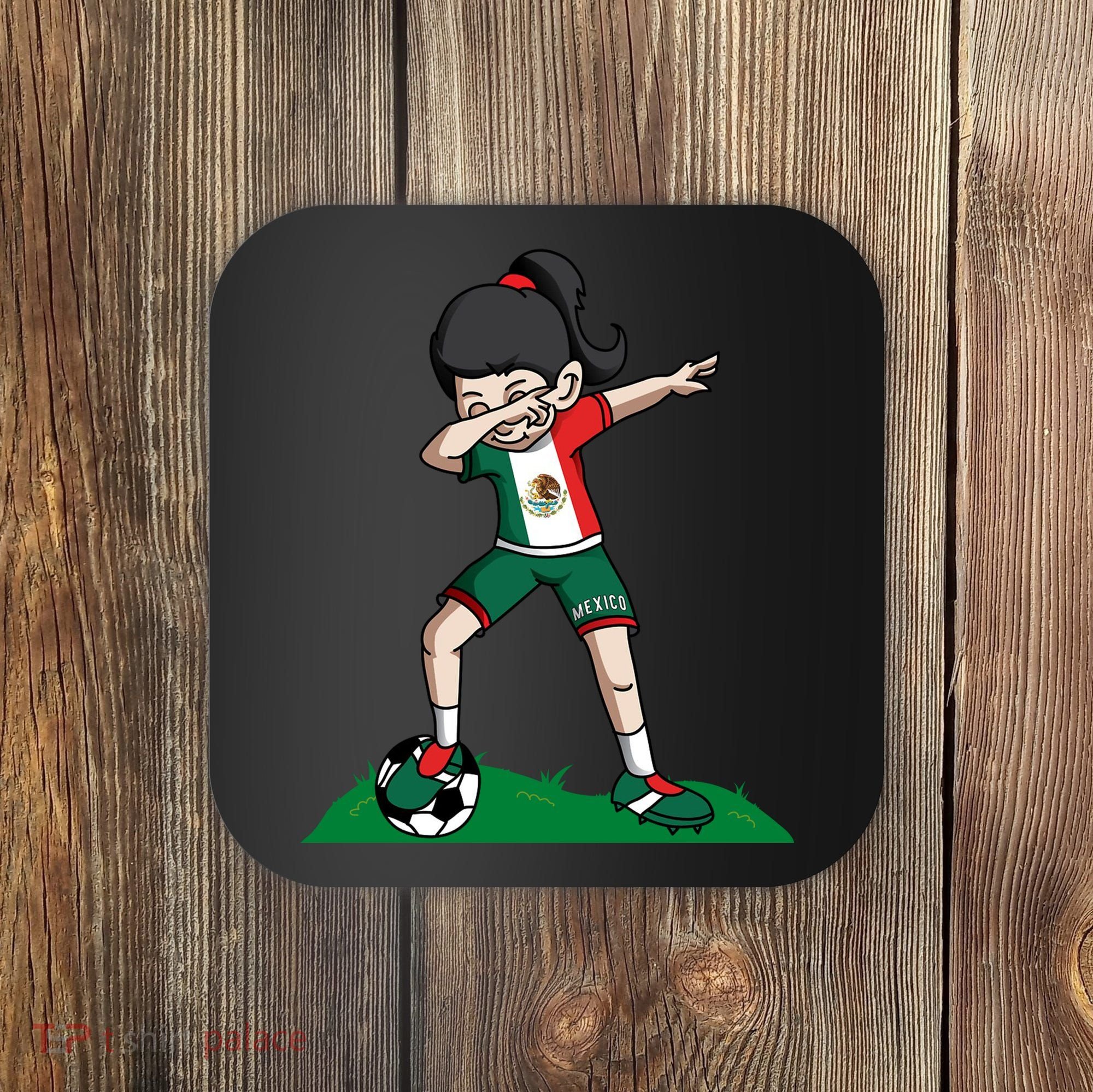 Mexico Soccer Girl Dabbing Coaster