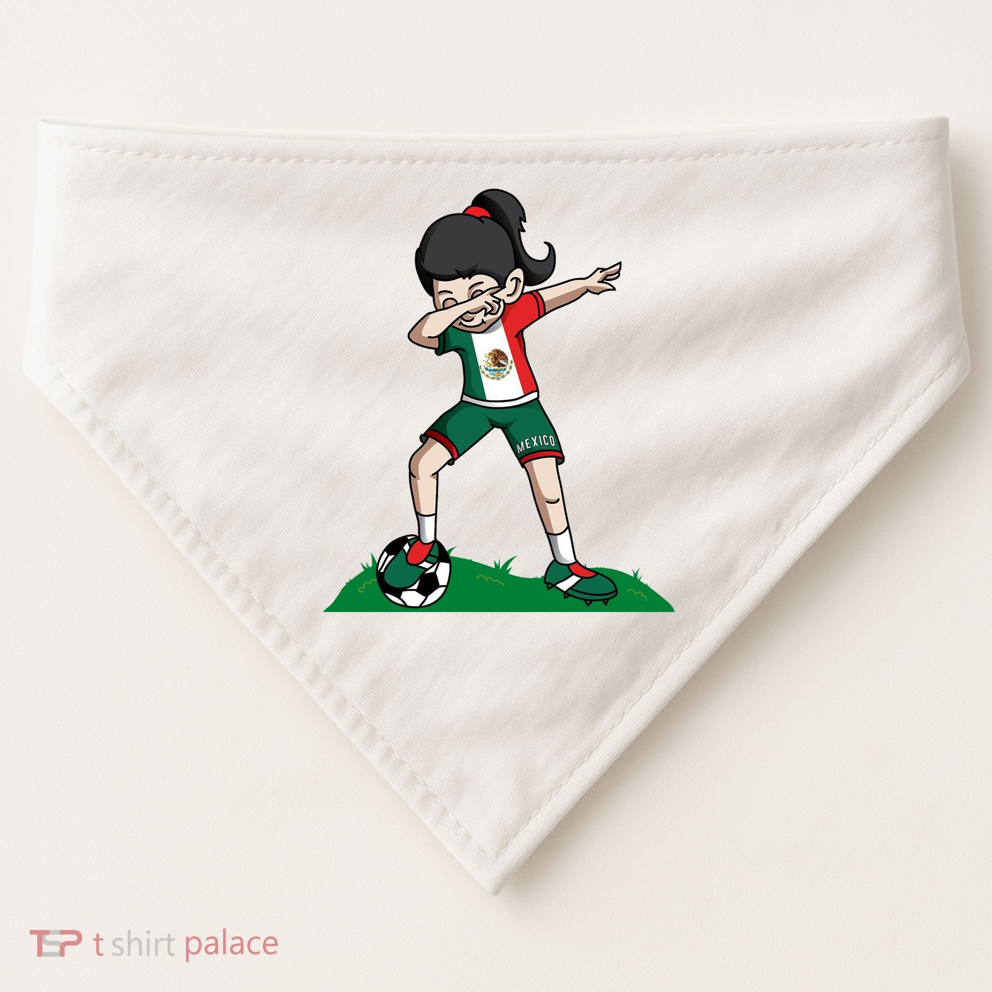 Mexico Soccer Girl Dabbing USA-Made Doggie Bandana