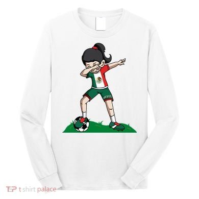 Mexico Soccer Girl Dabbing Long Sleeve Shirt