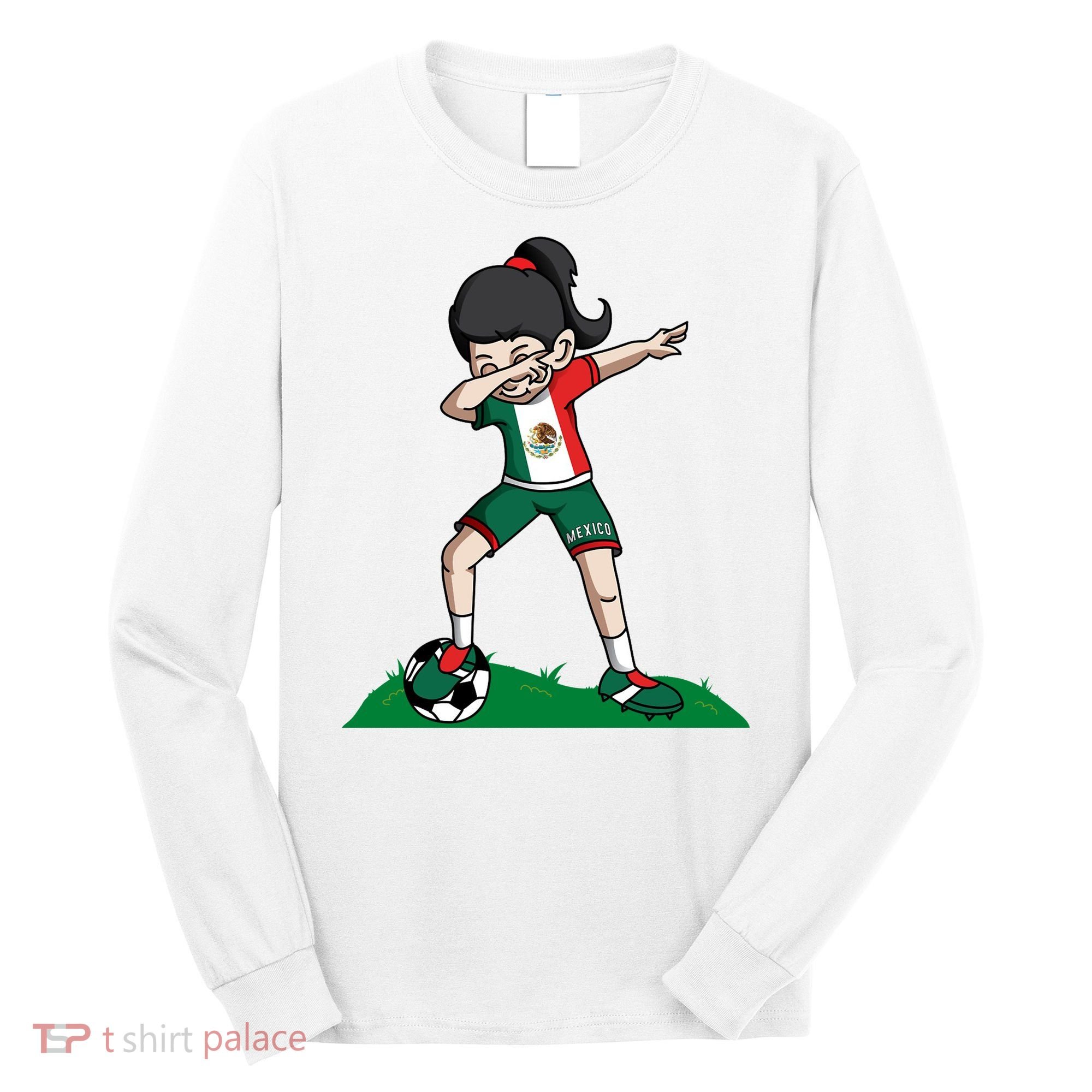 Mexico Soccer Girl Dabbing Long Sleeve Shirt