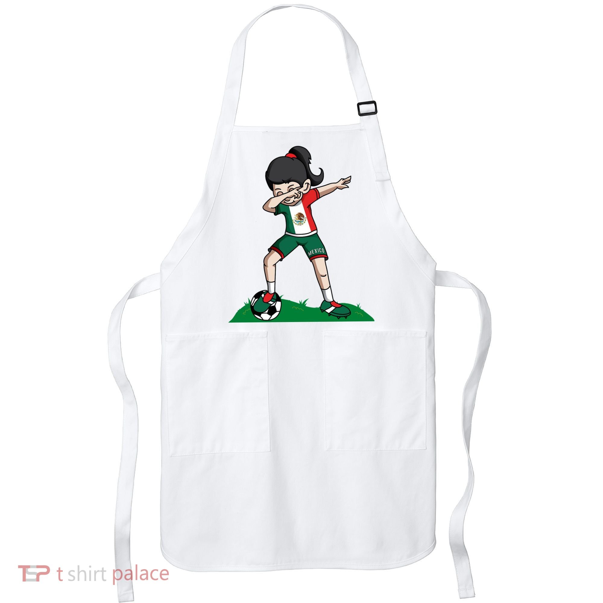 Mexico Soccer Girl Dabbing Apron