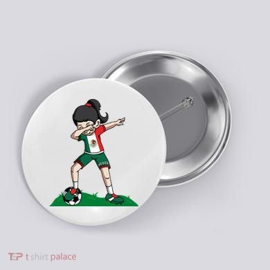 Mexico Soccer Girl Dabbing Button