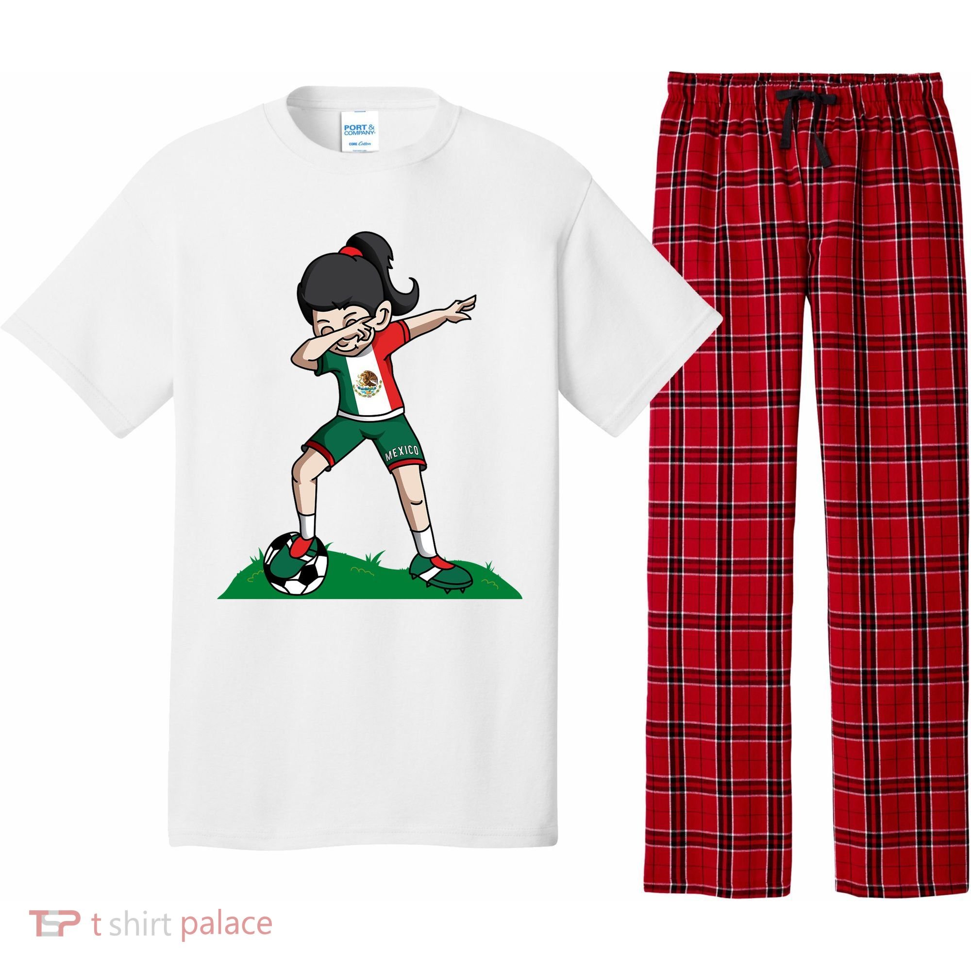 Mexico Soccer Girl Dabbing Pajama Set