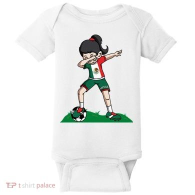 Mexico Soccer Girl Dabbing Baby Bodysuit