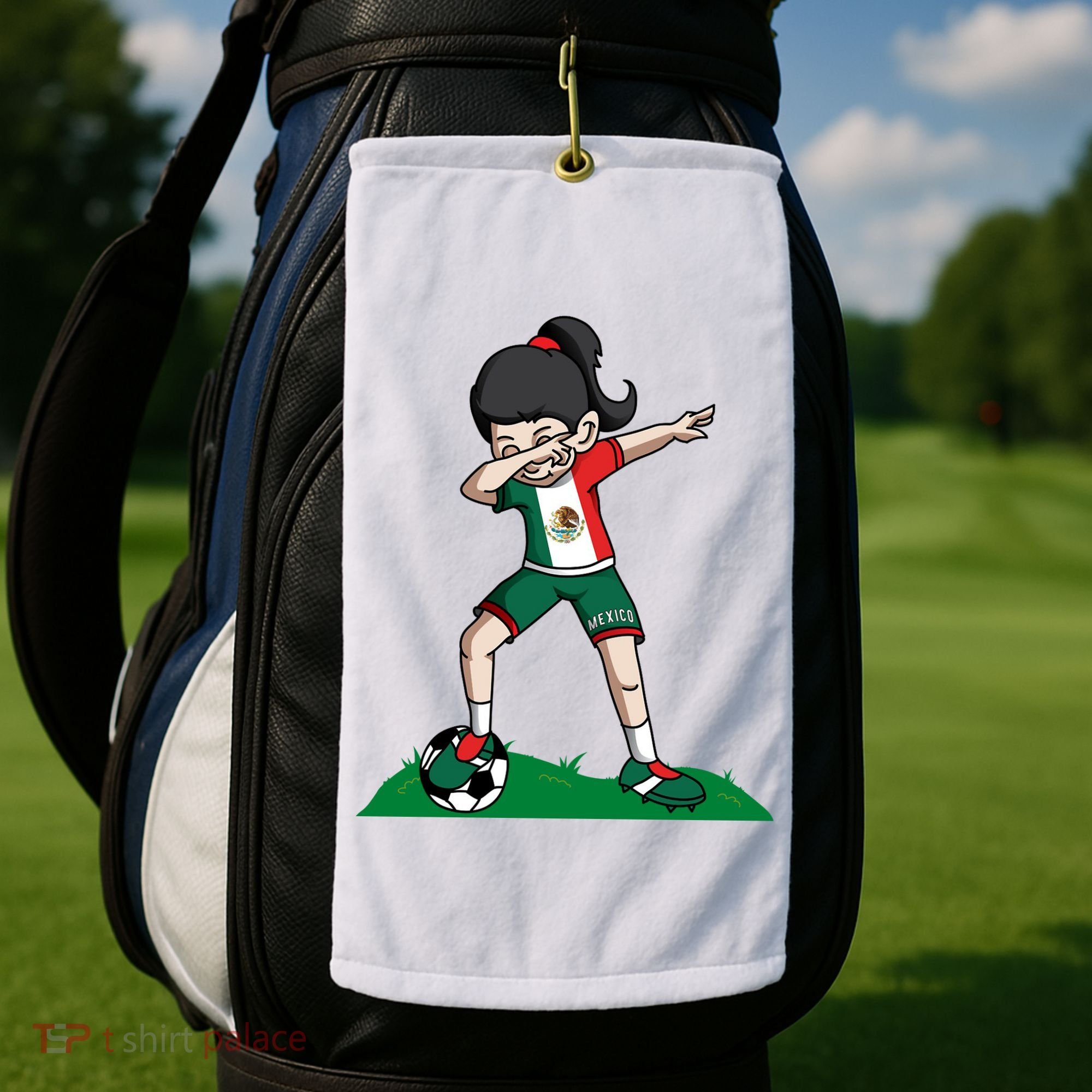 Mexico Soccer Girl Dabbing Golf Towel