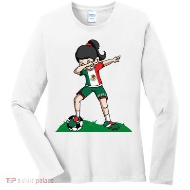 Mexico Soccer Girl Dabbing Women's Long Sleeve Shirt