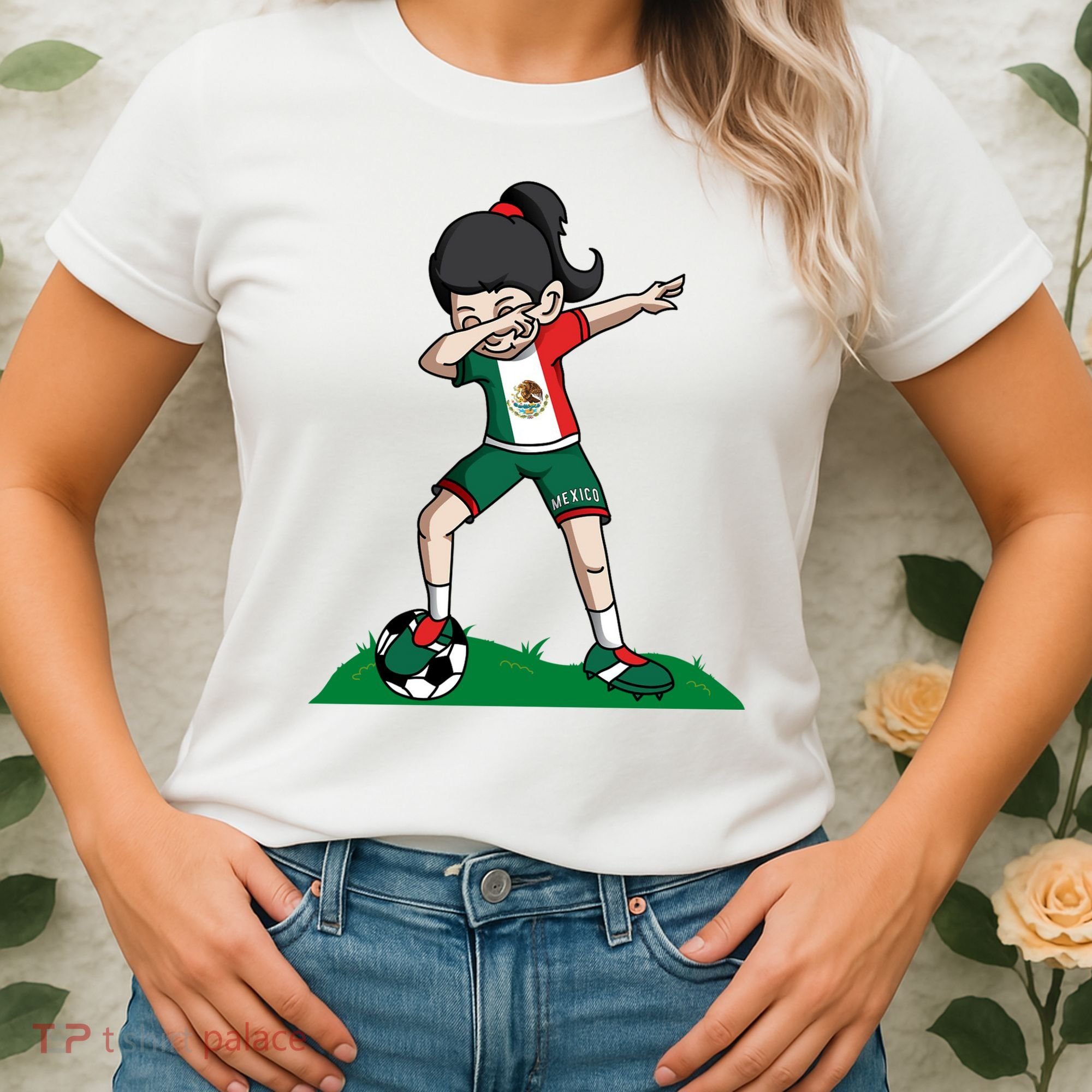 Mexico Soccer Girl Dabbing Women's T-Shirt