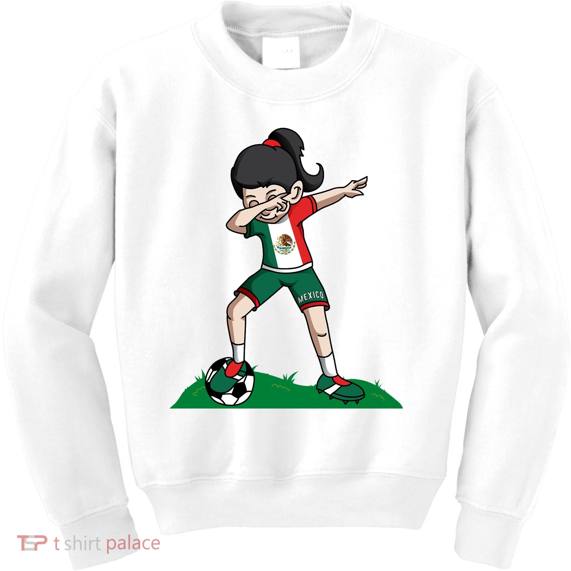 Mexico Soccer Girl Dabbing Kids Sweatshirt