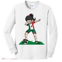 Mexico Soccer Girl Dabbing Kids Long Sleeve Shirt thumb 0