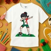 Mexico Soccer Girl Dabbing Kids T-Shirt thumb 3