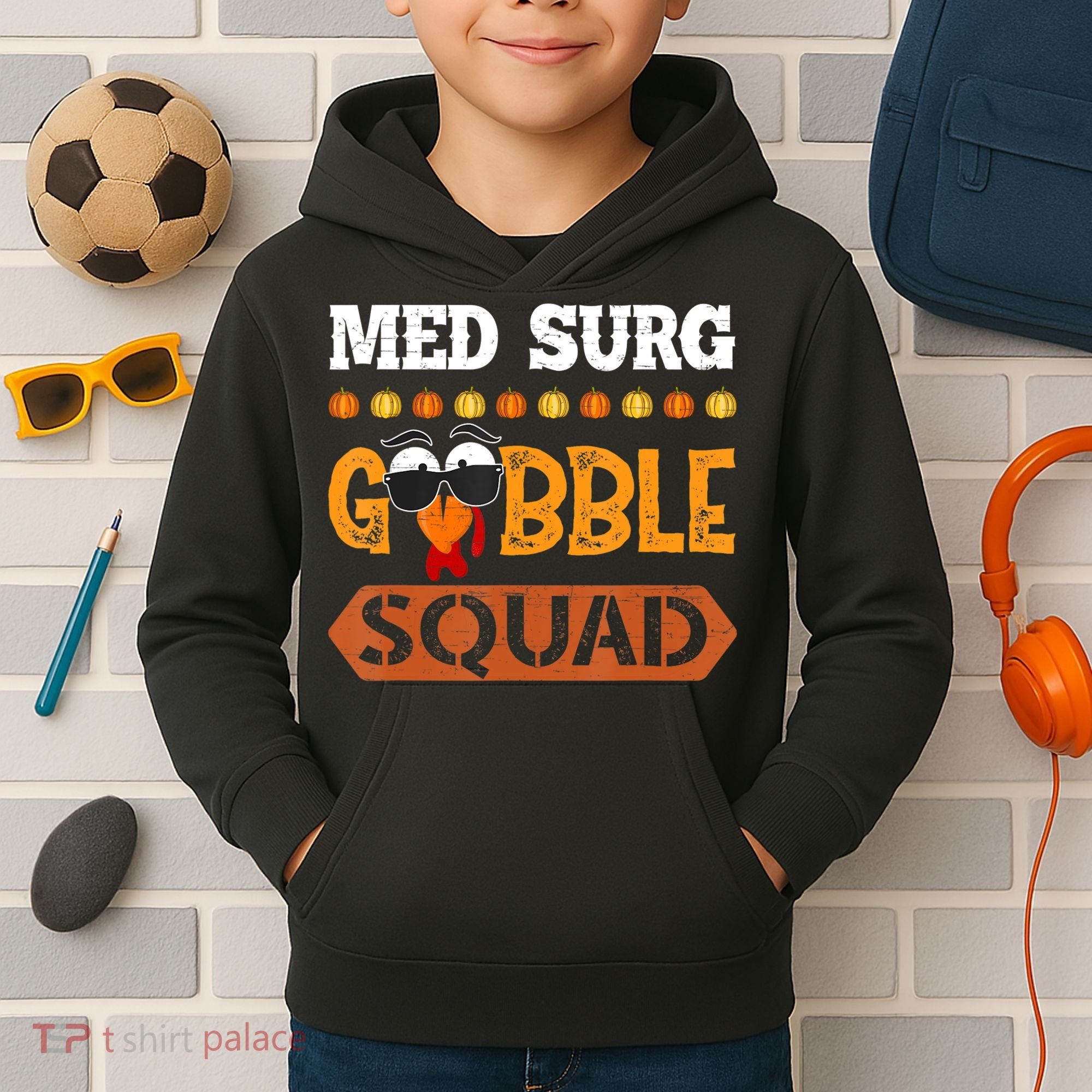 Med Surg Gobble Squad Medical Surgical Nurse Rn Thanksgiving Kids Hoodie