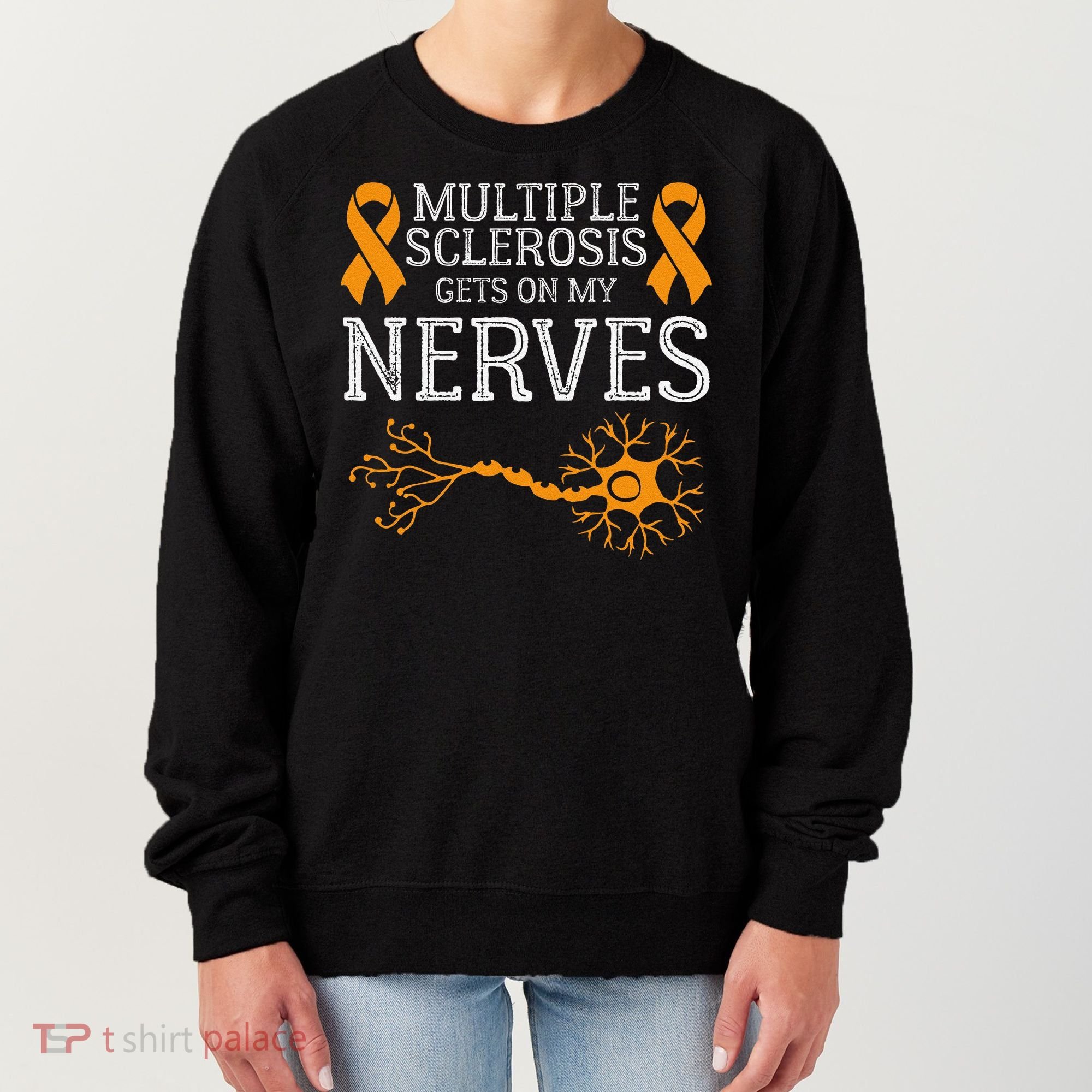 Multiple Sclerosis Gets On My Nerves Awareness Orange Women's Sweatshirt
