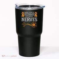 Multiple Sclerosis Gets On My Nerves Awareness Orange Tumbler thumb 0