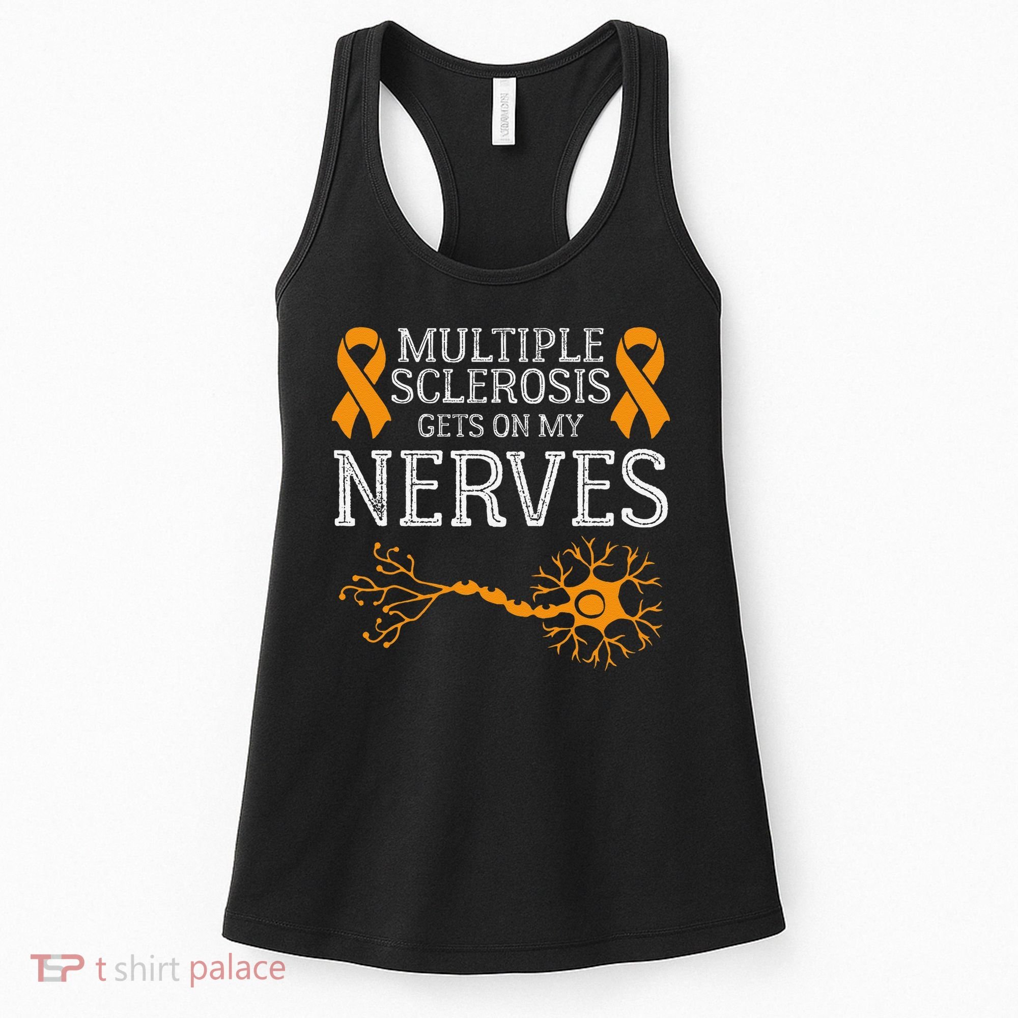 Multiple Sclerosis Gets On My Nerves Awareness Orange Women's Tank Top