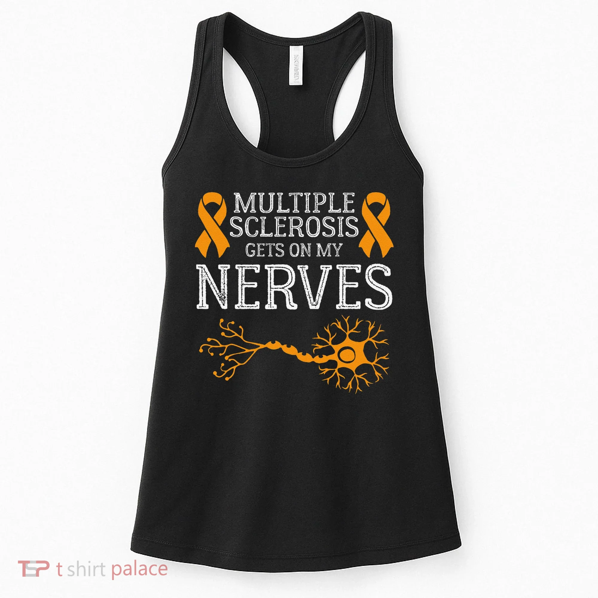 Multiple Sclerosis Gets On My Nerves Awareness Orange Women's Tank Top