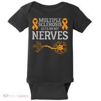 Multiple Sclerosis Gets On My Nerves Awareness Orange Baby Bodysuit thumb 0