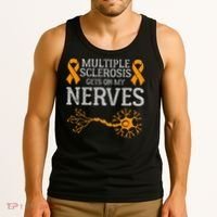 Multiple Sclerosis Gets On My Nerves Awareness Orange Tank Top thumb 3