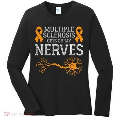 Multiple Sclerosis Gets On My Nerves Awareness Orange Women's Long Sleeve Shirt