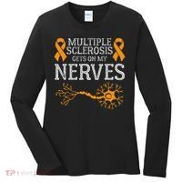 Multiple Sclerosis Gets On My Nerves Awareness Orange Women's Long Sleeve Shirt thumb 0