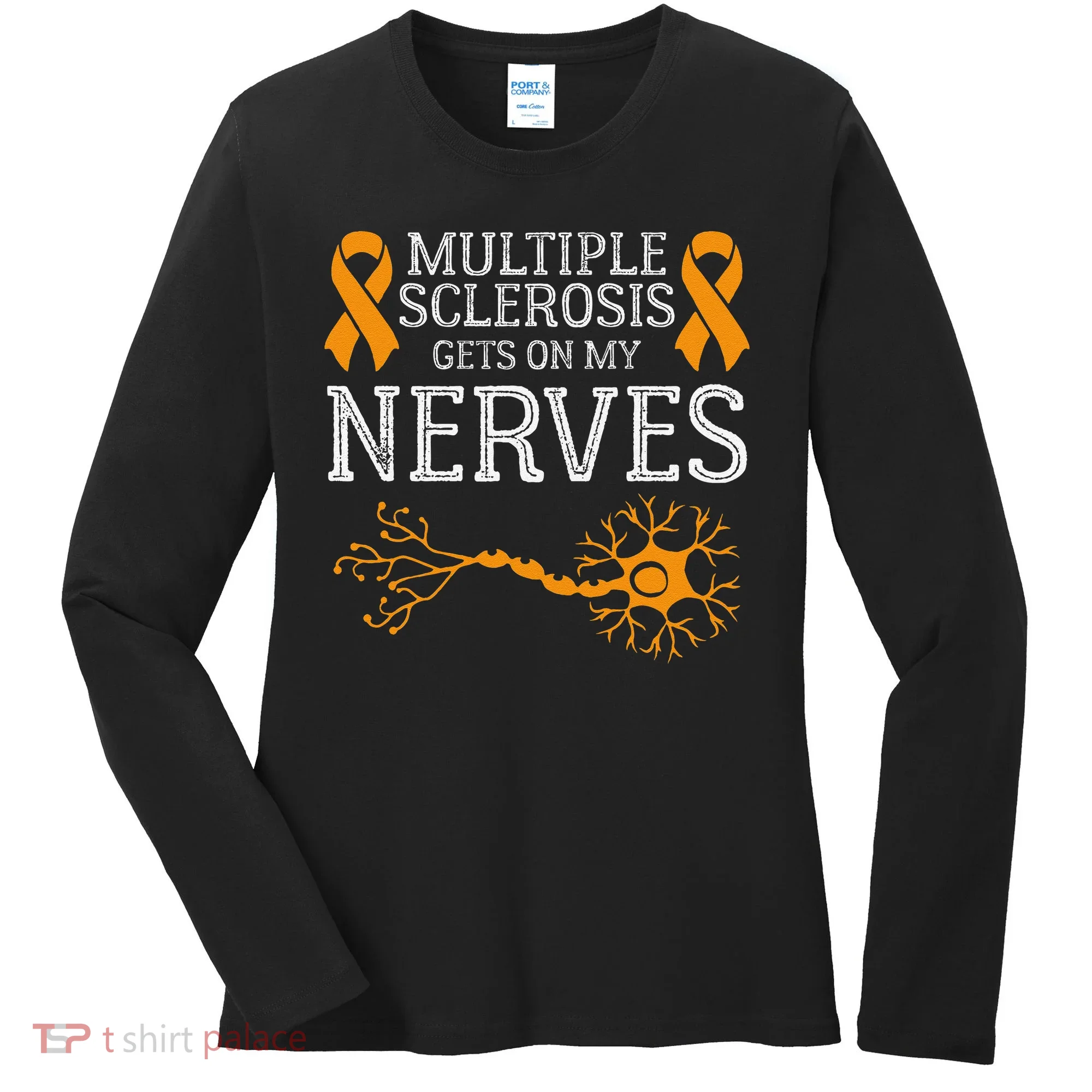 Multiple Sclerosis Gets On My Nerves Awareness Orange Women's Long Sleeve Shirt