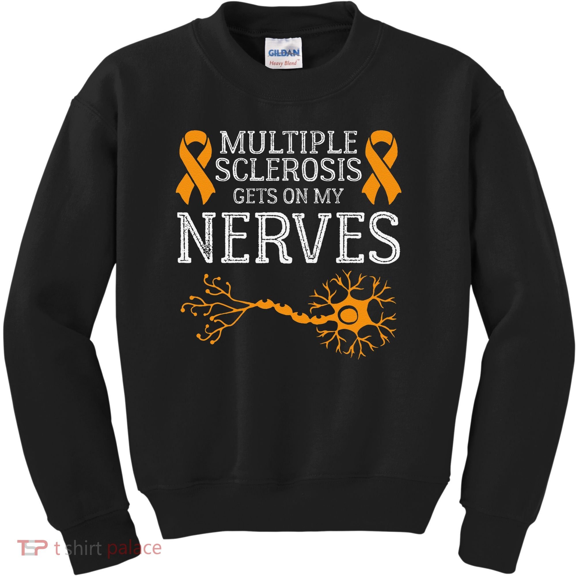 Multiple Sclerosis Gets On My Nerves Awareness Orange Kids Sweatshirt