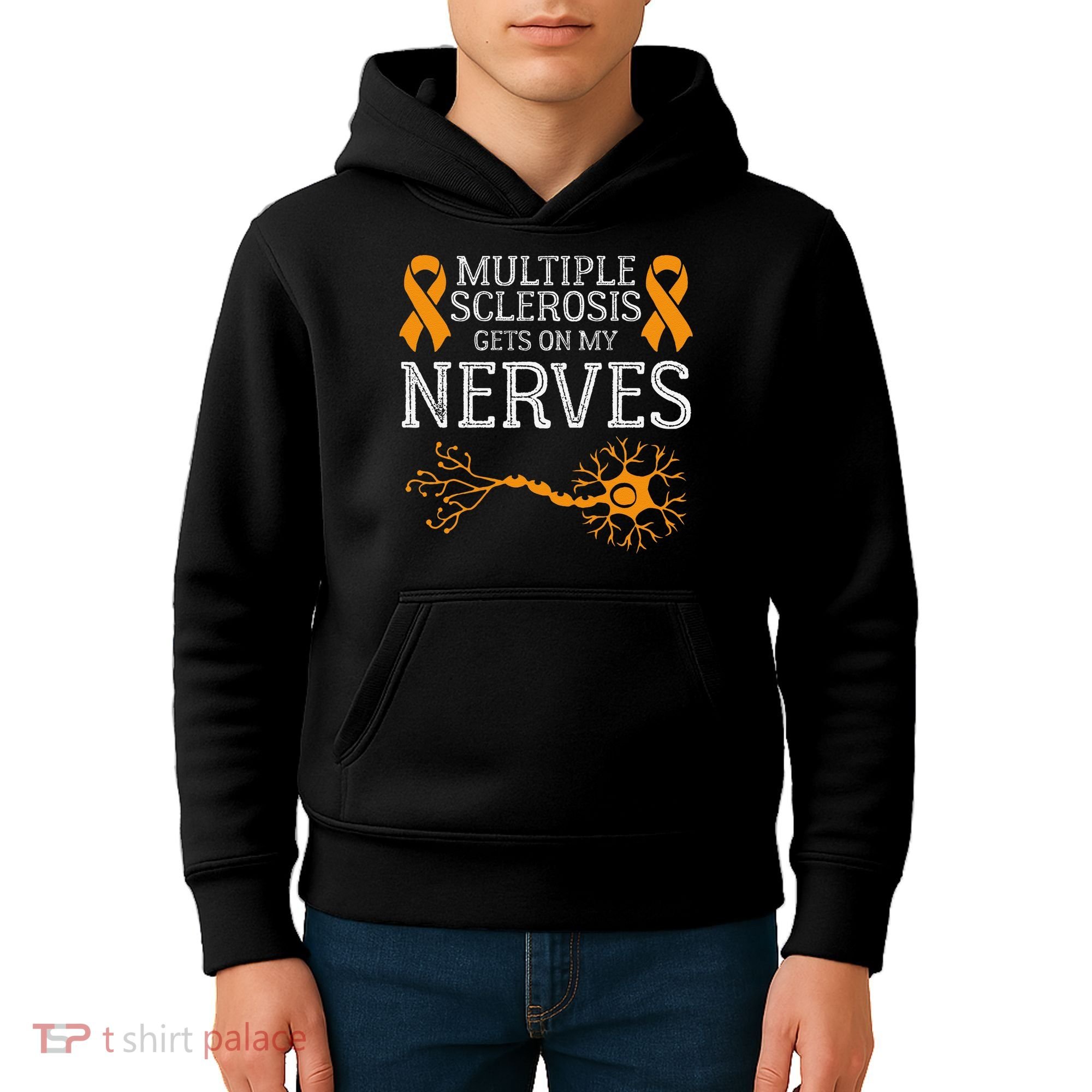 Multiple Sclerosis Gets On My Nerves Awareness Orange Kids Hoodie