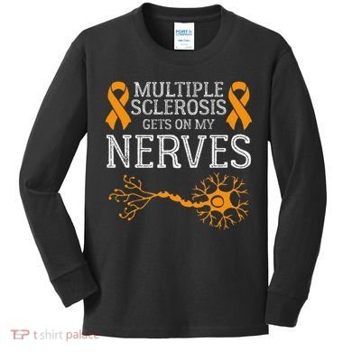 Multiple Sclerosis Gets On My Nerves Awareness Orange Kids Long Sleeve Shirt