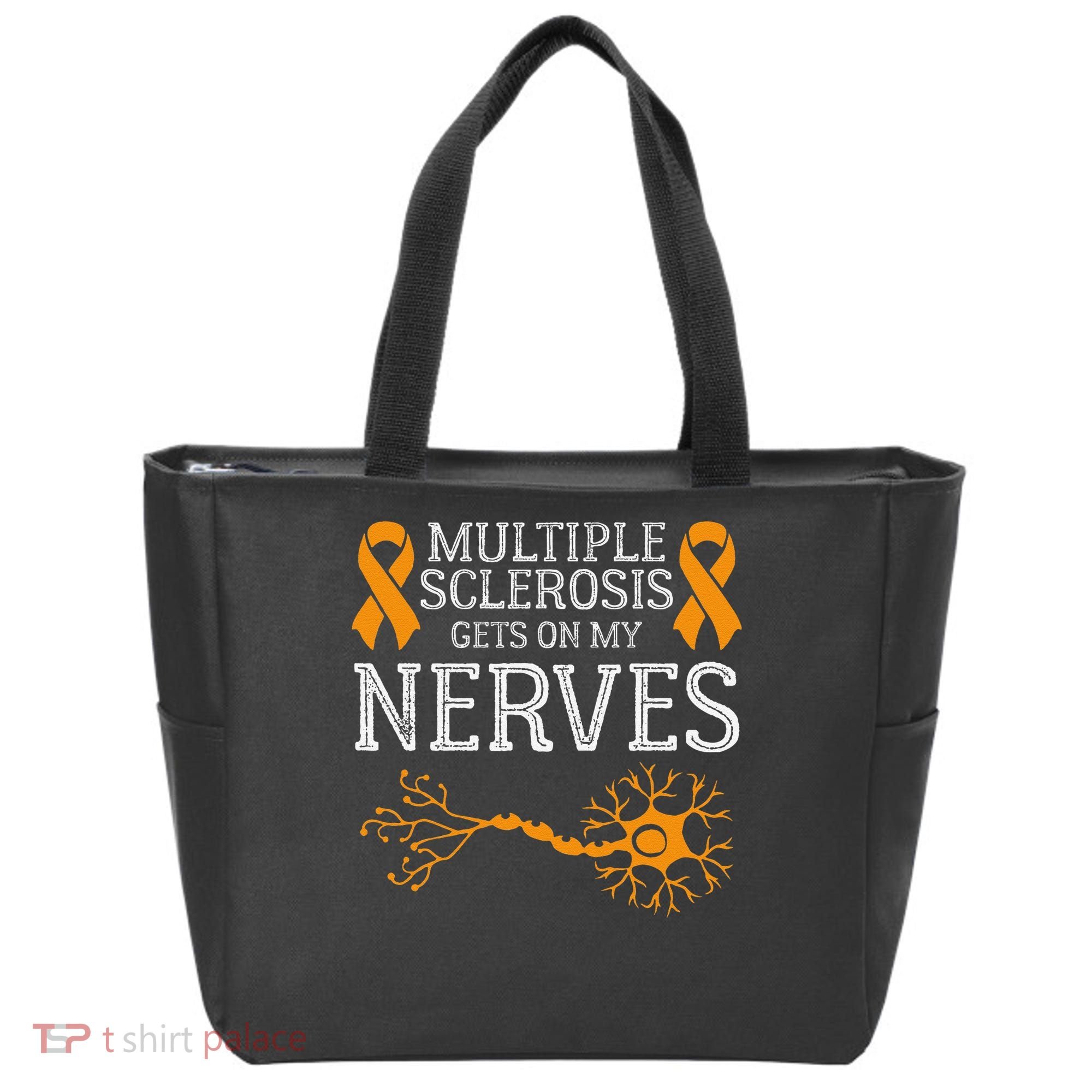 Multiple Sclerosis Gets On My Nerves Awareness Orange Tote Bag