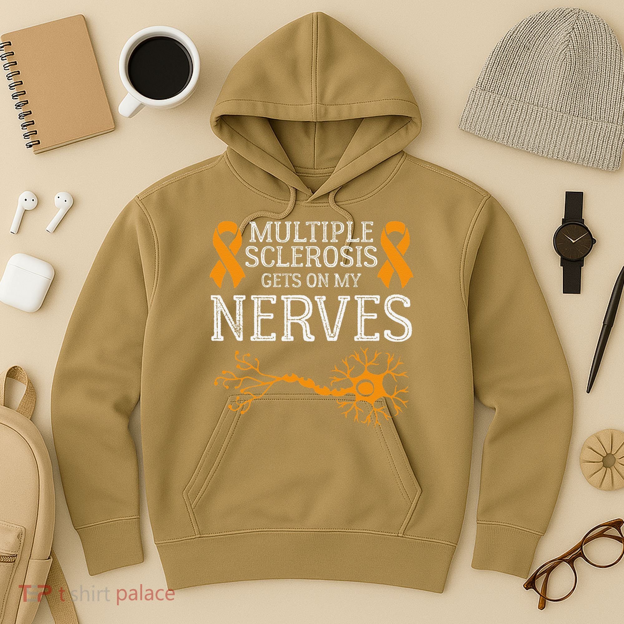 Multiple Sclerosis Gets On My Nerves Awareness Orange Hoodie