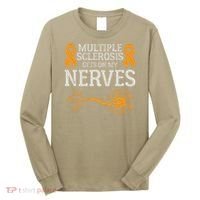 Multiple Sclerosis Gets On My Nerves Awareness Orange Long Sleeve Shirt thumb 0