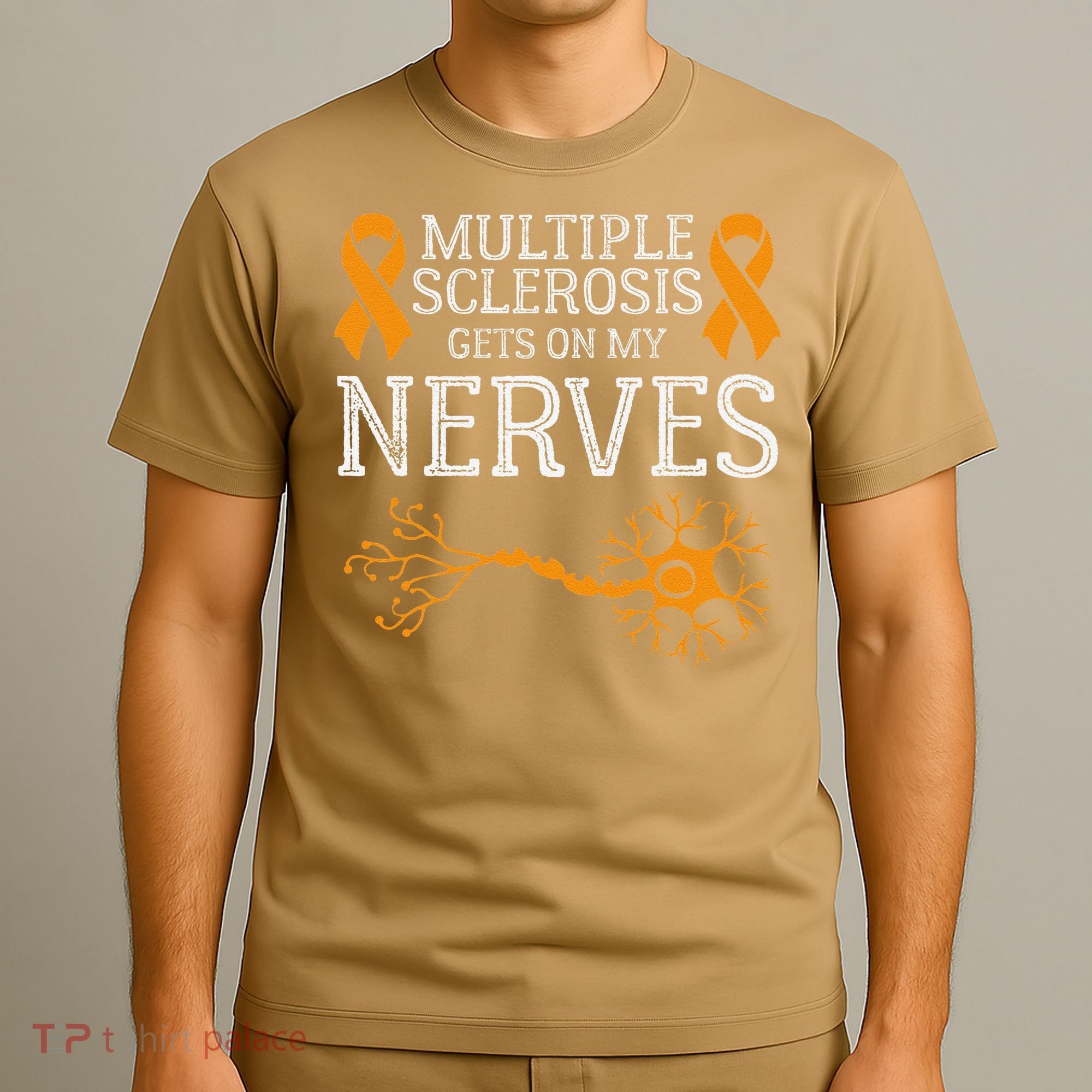 Multiple Sclerosis Gets On My Nerves Awareness Orange T-Shirt