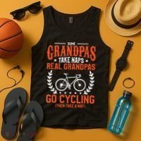Mens Some Grandpas Take Naps Real Grandpas Go Cycling Cyclist Tank Top thumb 4